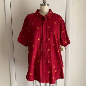 DC Flash Emblem Button Down Short Sleeve Shirt